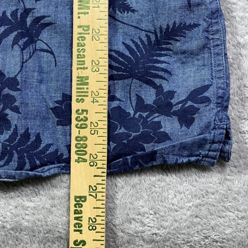 Banana Republic Floral Button‎ Down Shirt Men's XL Short Sleeve Blue Hawaiian